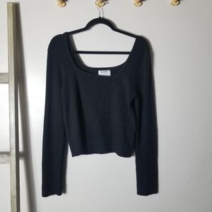 OLD NAVY WOMEN'S BLACK RIBBED CROPPED TOP SIZE LARGE